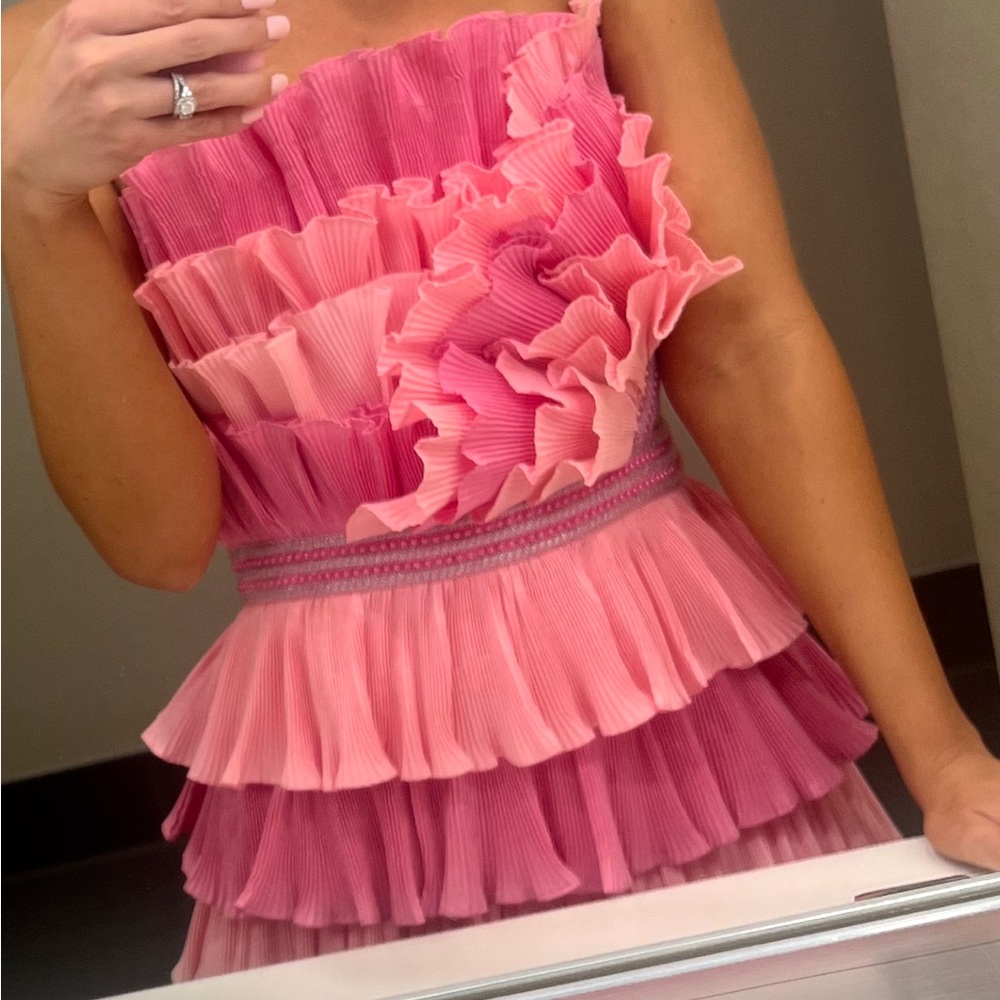 Tiered Ruffle Mini Dress - Pink - Picture 4 of 5